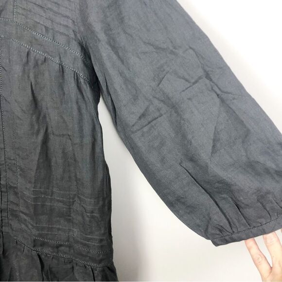 SUNDANCE | NEW Black 100% Ramie Midi Dress Eyelet Accents & Slip Women’s Size 16 - Picture 5 of 8